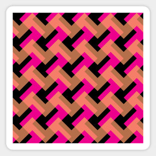 'Zagga' - in Cerise, Salmon Pink and Taupe on a Black base Sticker